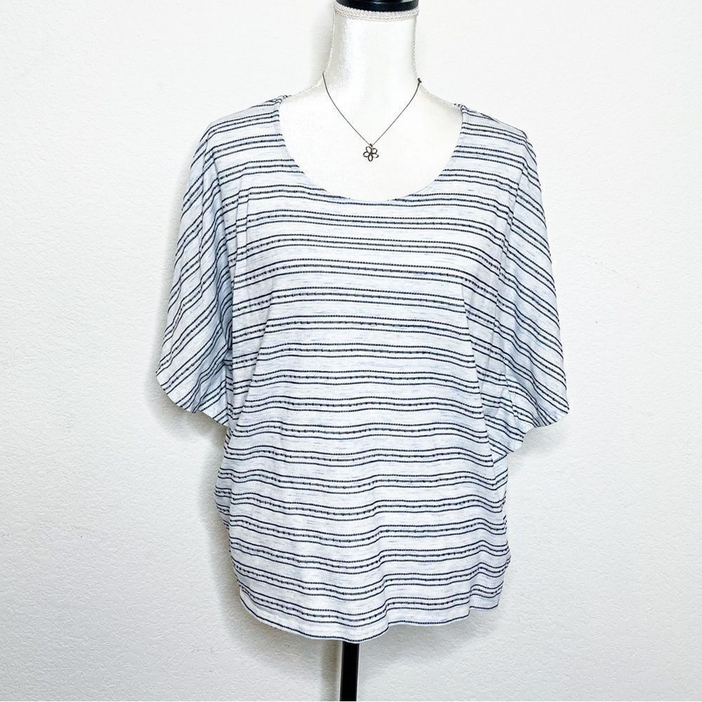 Chico's Women's Striped Dolman Sleeve Top Size 3 (XL/XXL) in Black and White